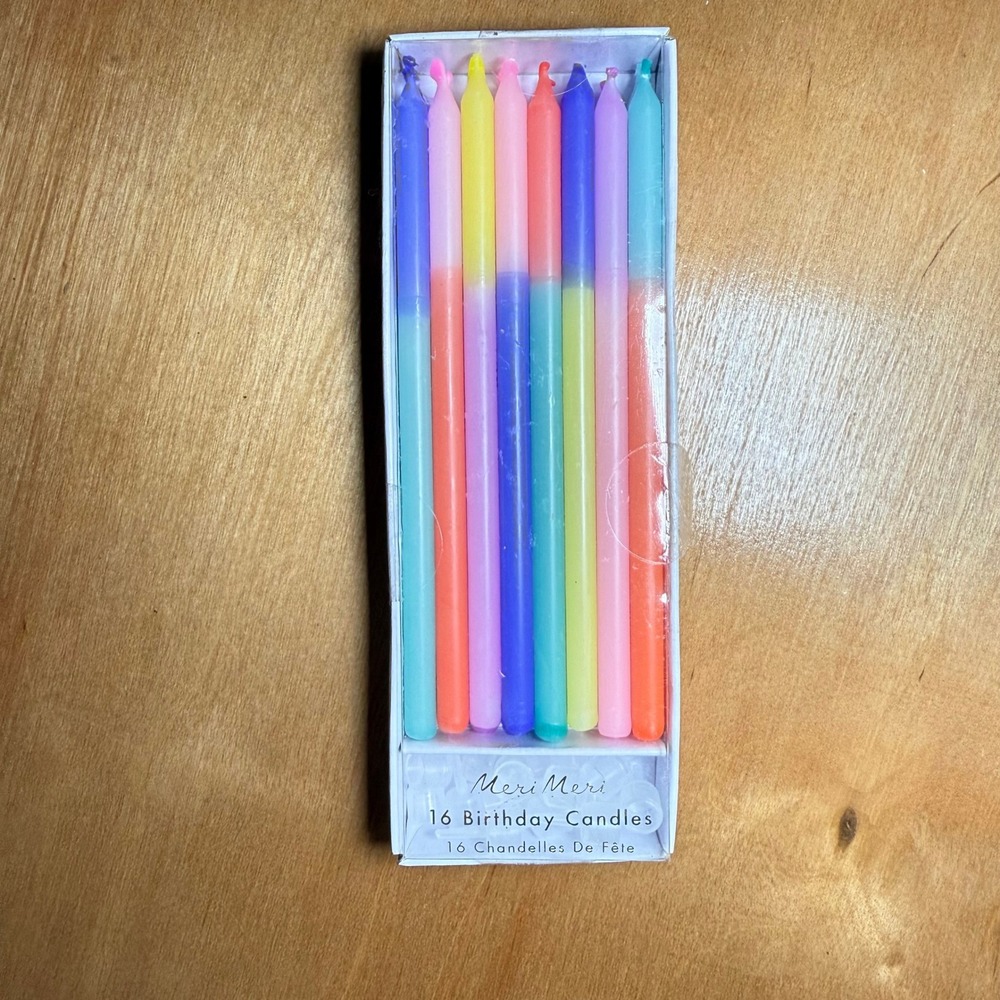 Meri Meri 16 Ombre Birthday‎ Candles Long Pastel Color Party Supplies Decor